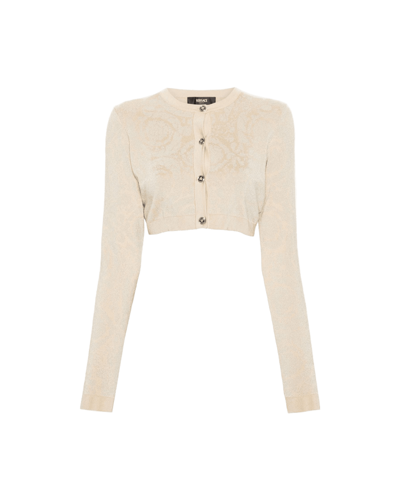 Versace Barocco Lurex Cropped Cardigan Glam Steals