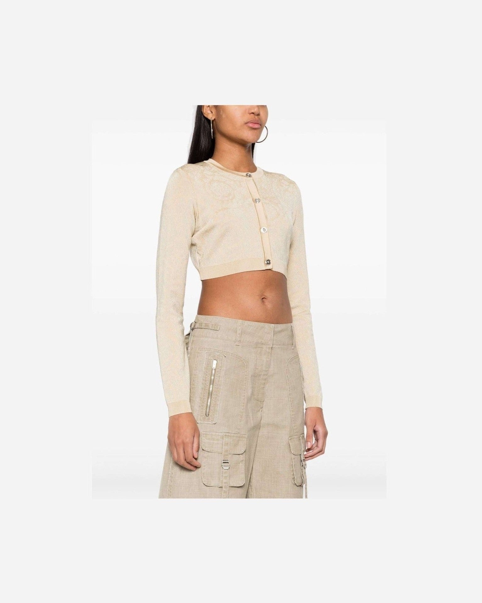 Versace Barocco Lurex Cropped Cardigan Glam Steals
