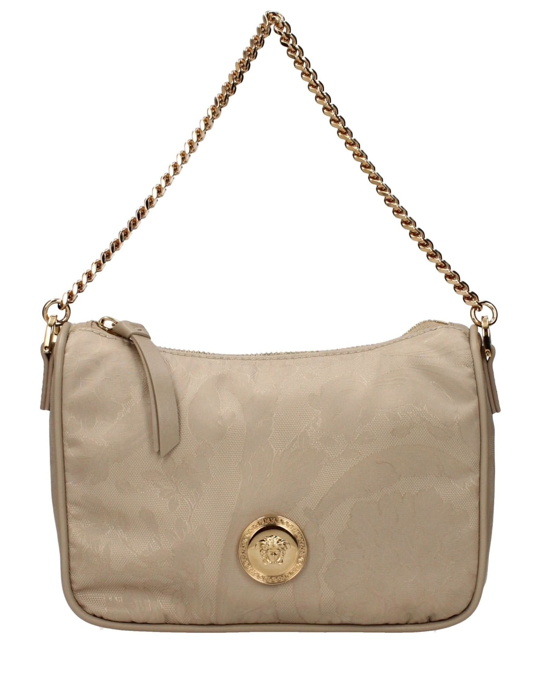 Versace Beige Fabric Handbag Glam Steals