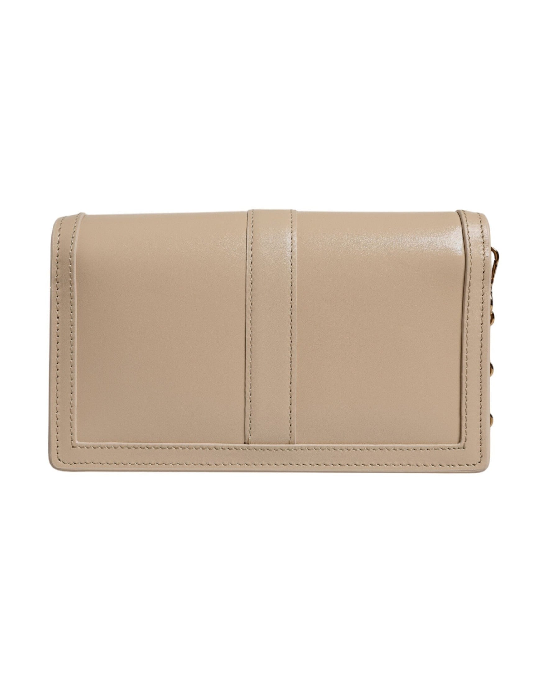 Versace Beige Leather Gold Chain Calf Wallet Crossbody Bag Glam Steals