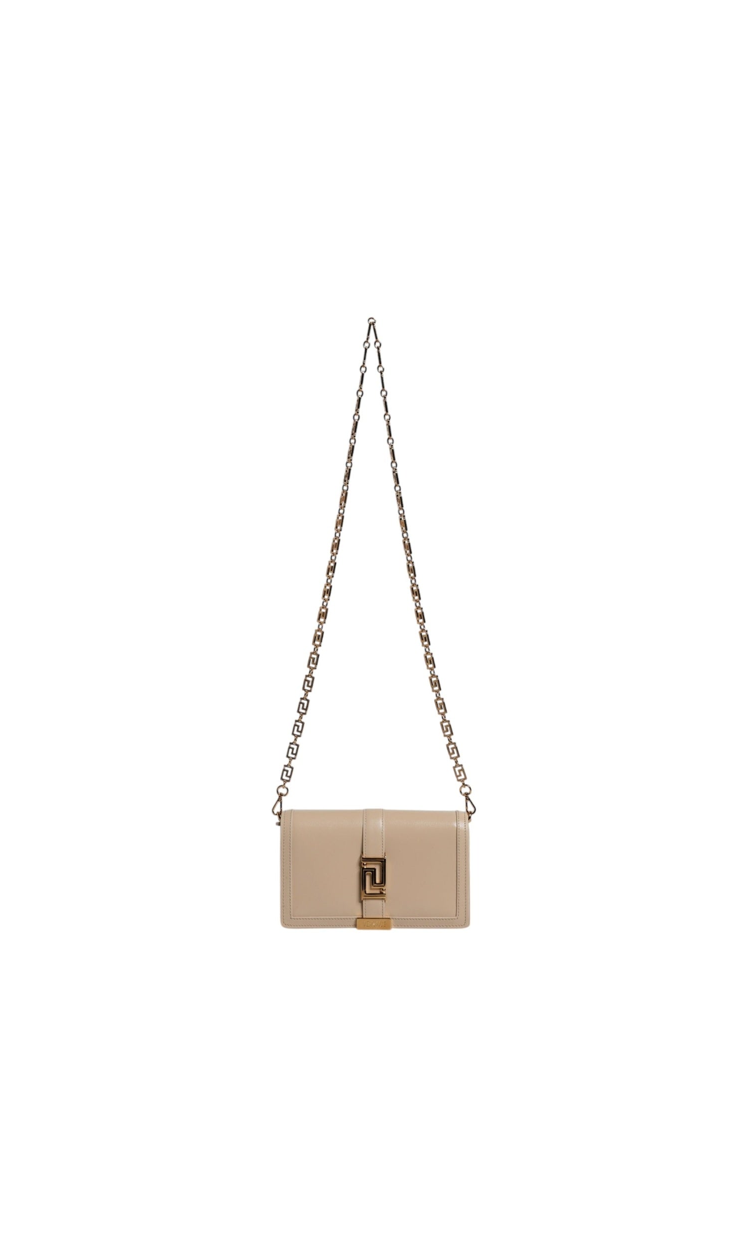 Versace Beige Leather Gold Chain Calf Wallet Crossbody Bag Glam Steals