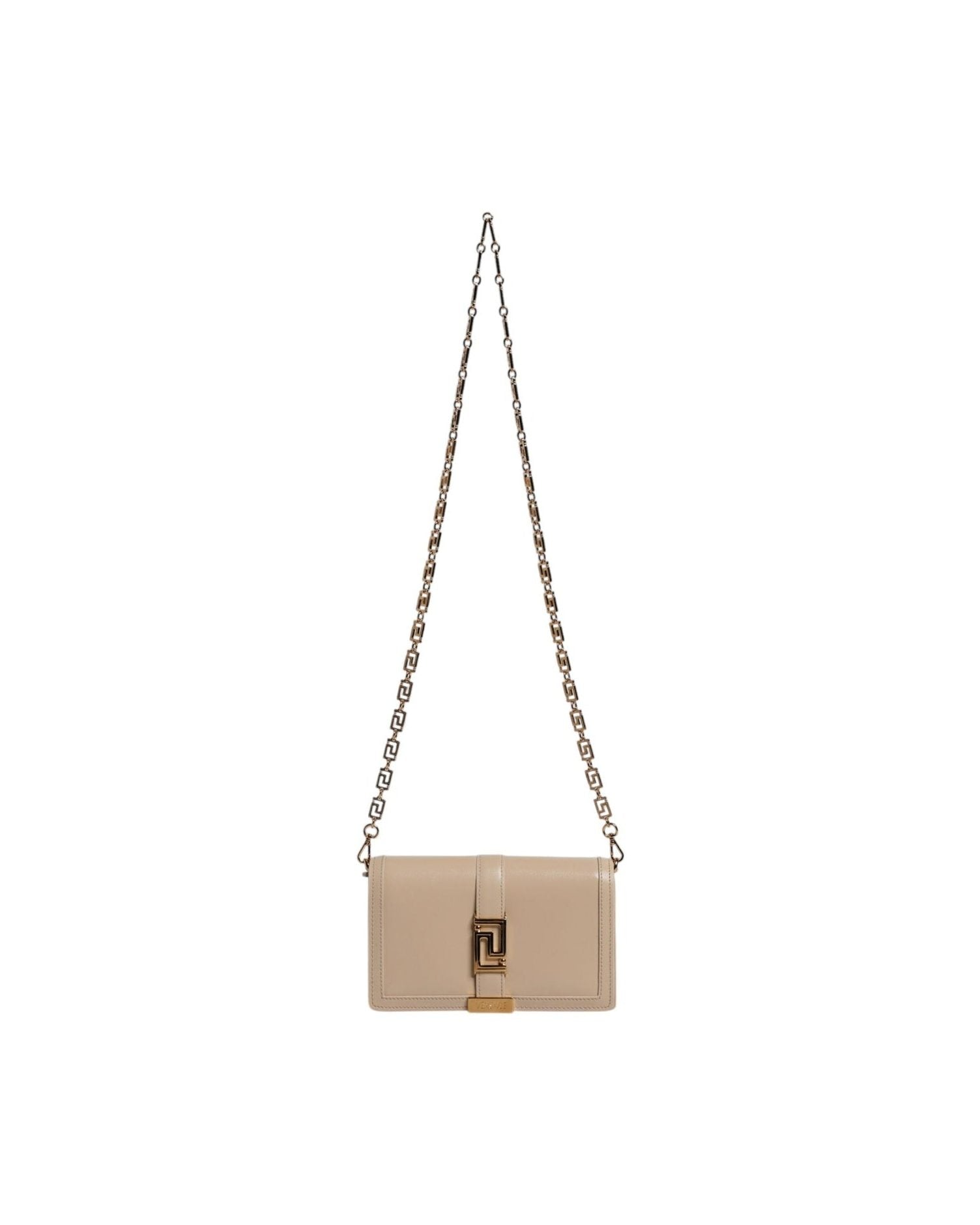 Versace Beige Leather Gold Chain Calf Wallet Crossbody Bag Glam Steals