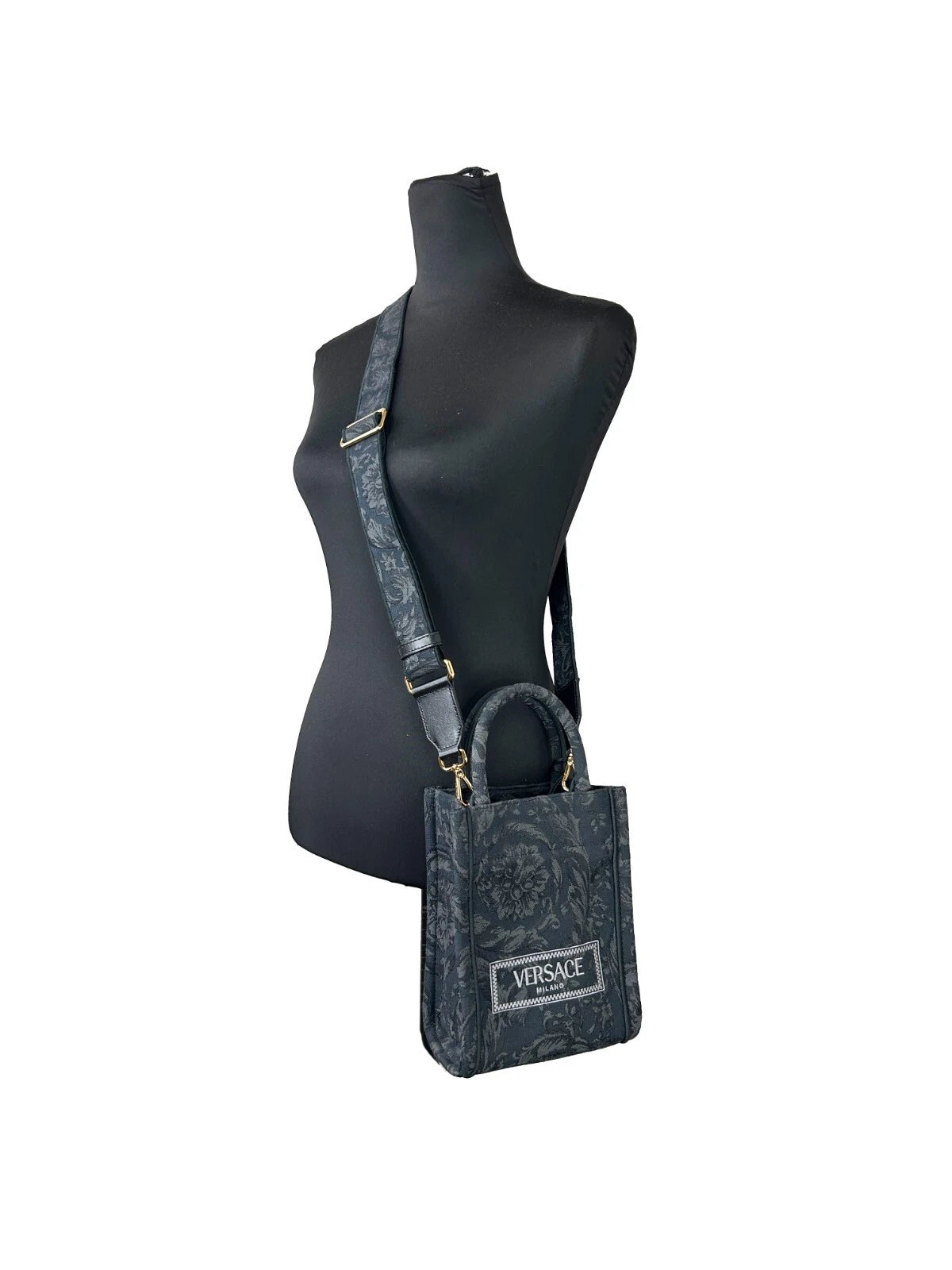 Versace Black Athena Barocco Mini Top Handle Tote Crossbody Bag Glam Steals