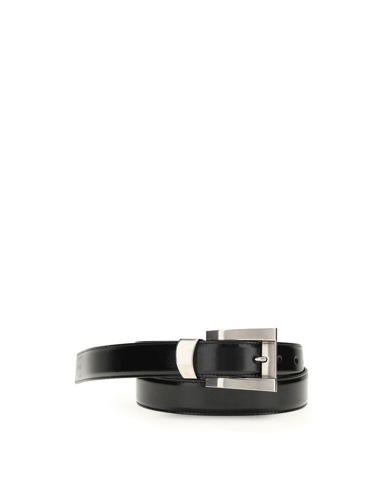 Versace Black Calf Leather Bos Taurus Regular Belt 