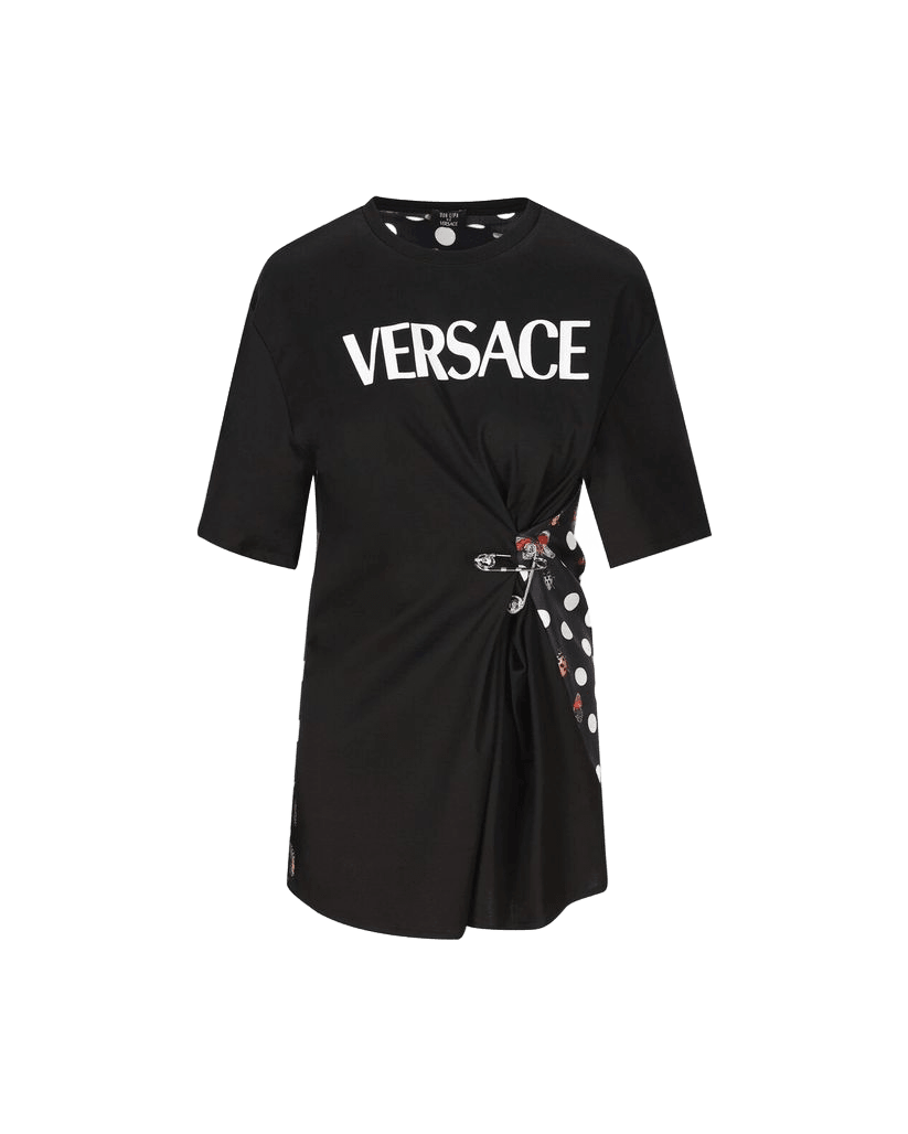 Versace Black Cotton Logo T-shirt Glam Steals