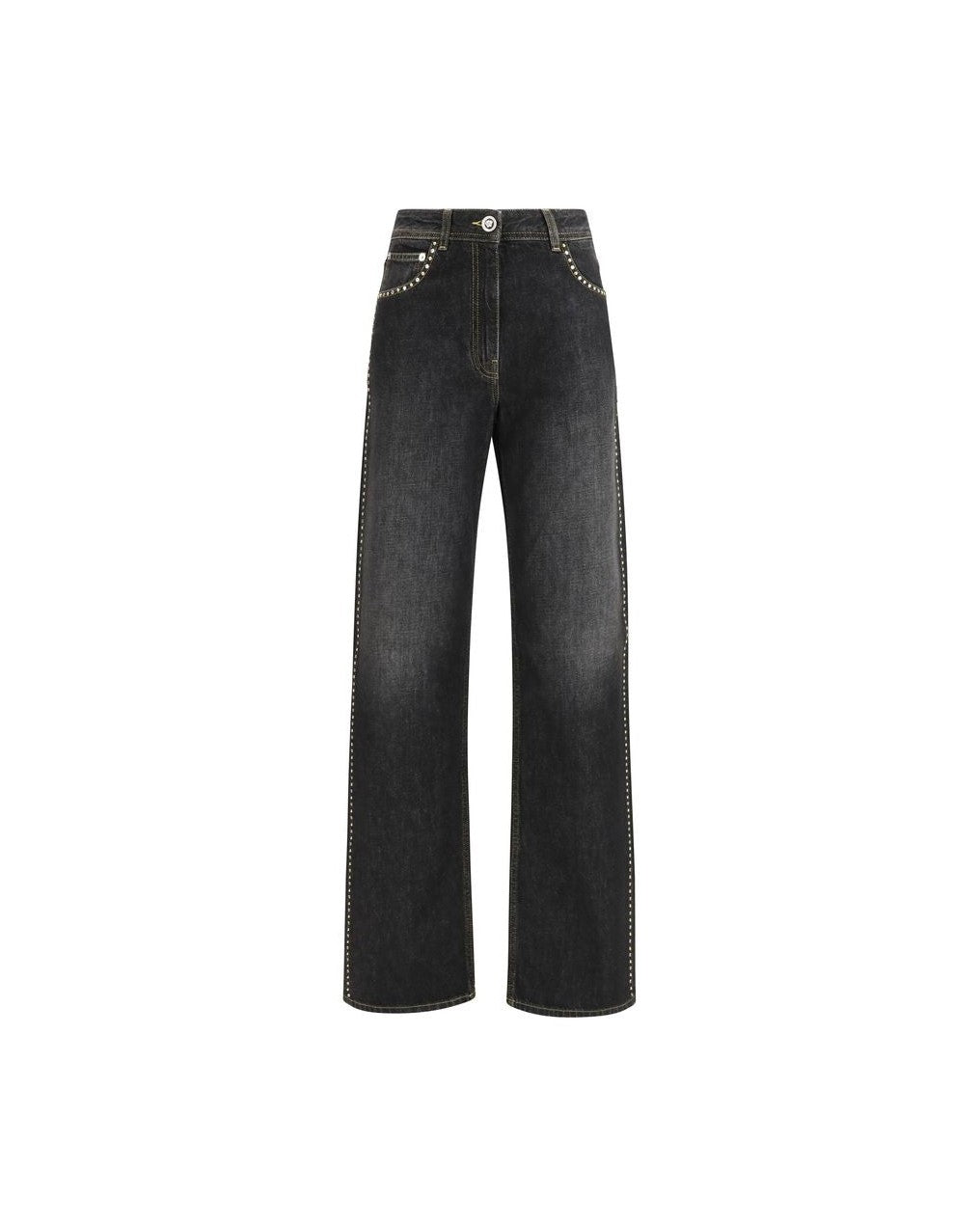 Versace Black Cotton Straight Leg Jeans 