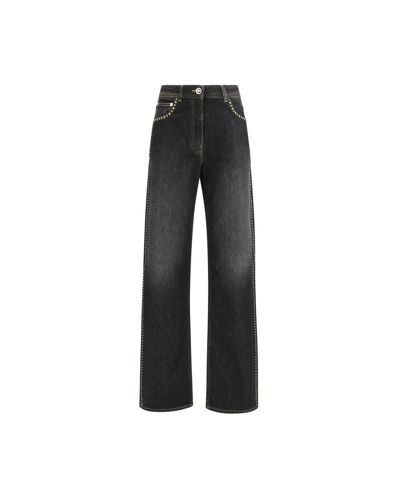 Versace Black Cotton Straight Leg Jeans Glam Steals