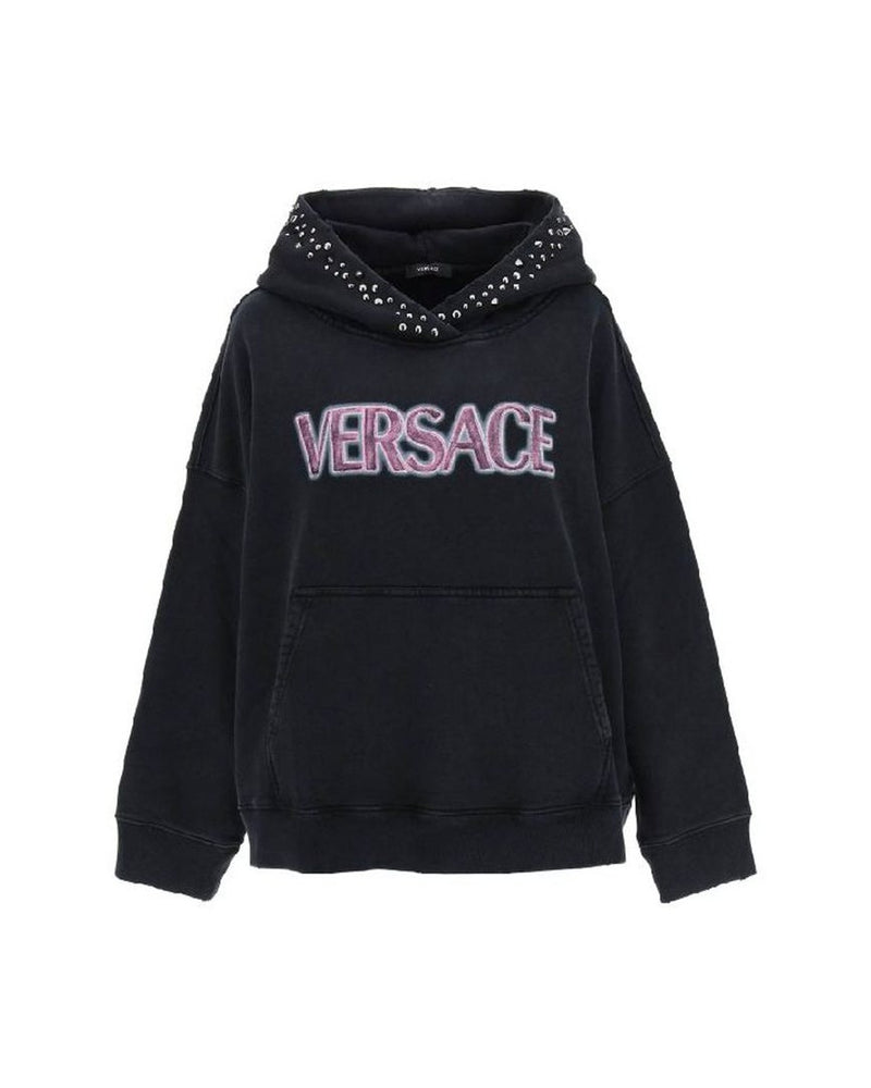 Versace Black Cotton Sweatshirt Glam Steals