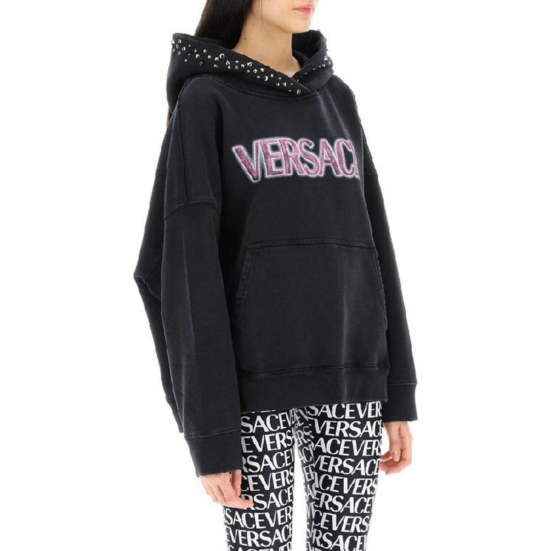 Versace Black Cotton Sweatshirt Glam Steals