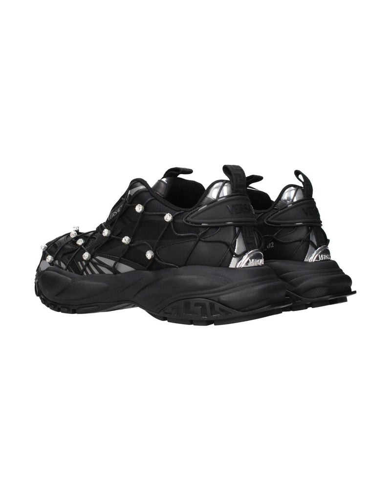 Versace Black Fabric Chunky Sneakers Glam Steals