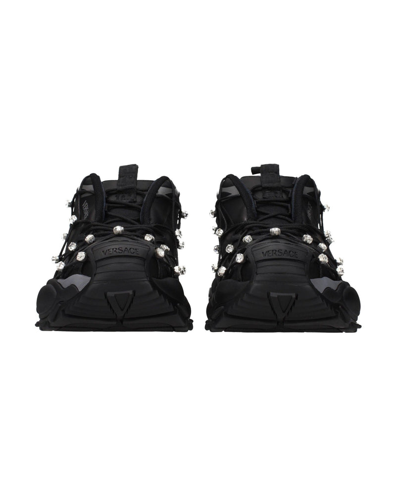 Versace Black Fabric Chunky Sneakers Glam Steals