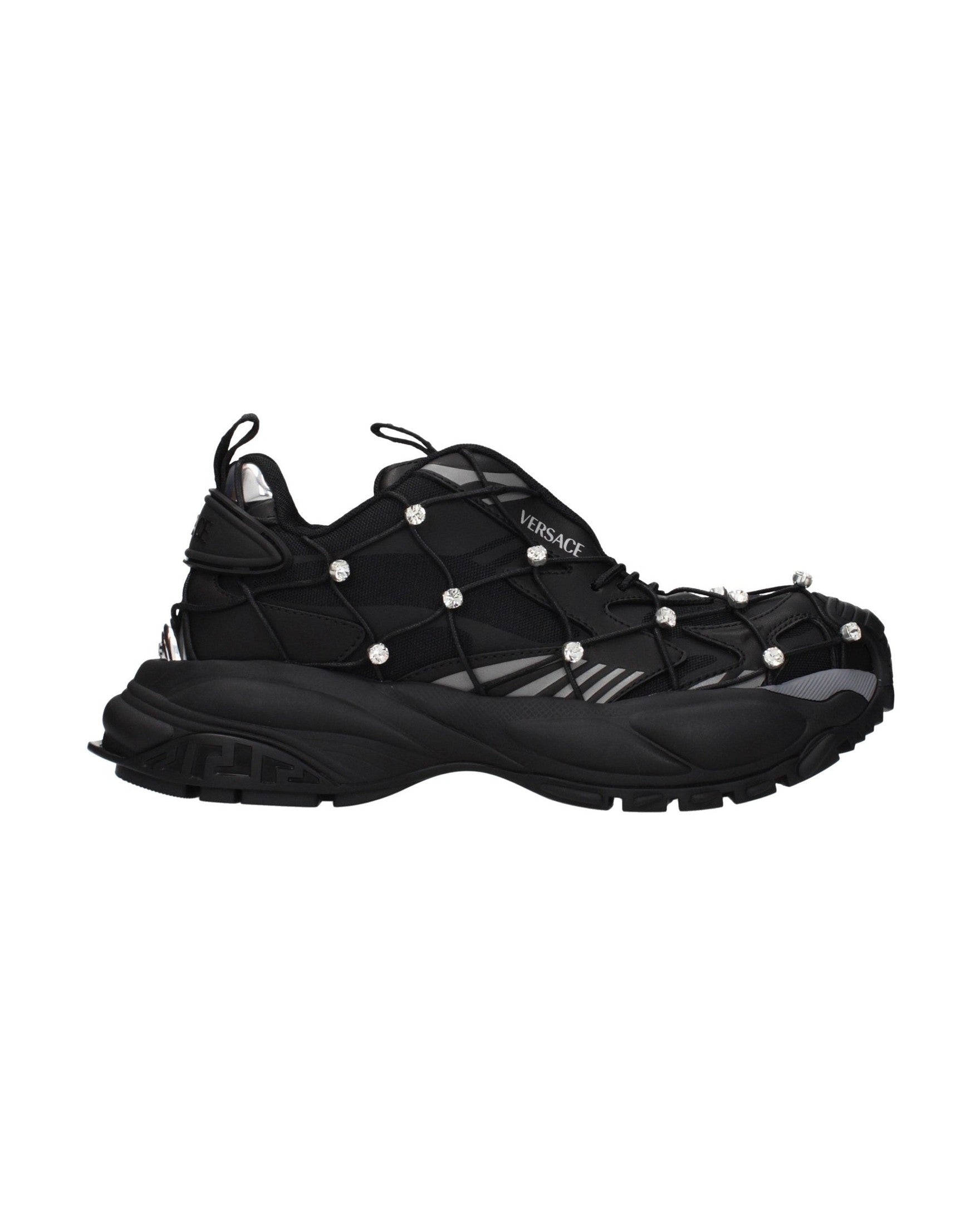 Versace Black Fabric Chunky Sneakers