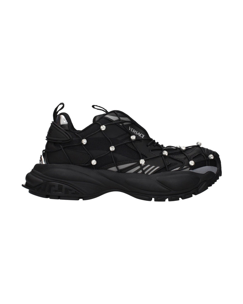 Versace Black Fabric Chunky Sneakers Glam Steals