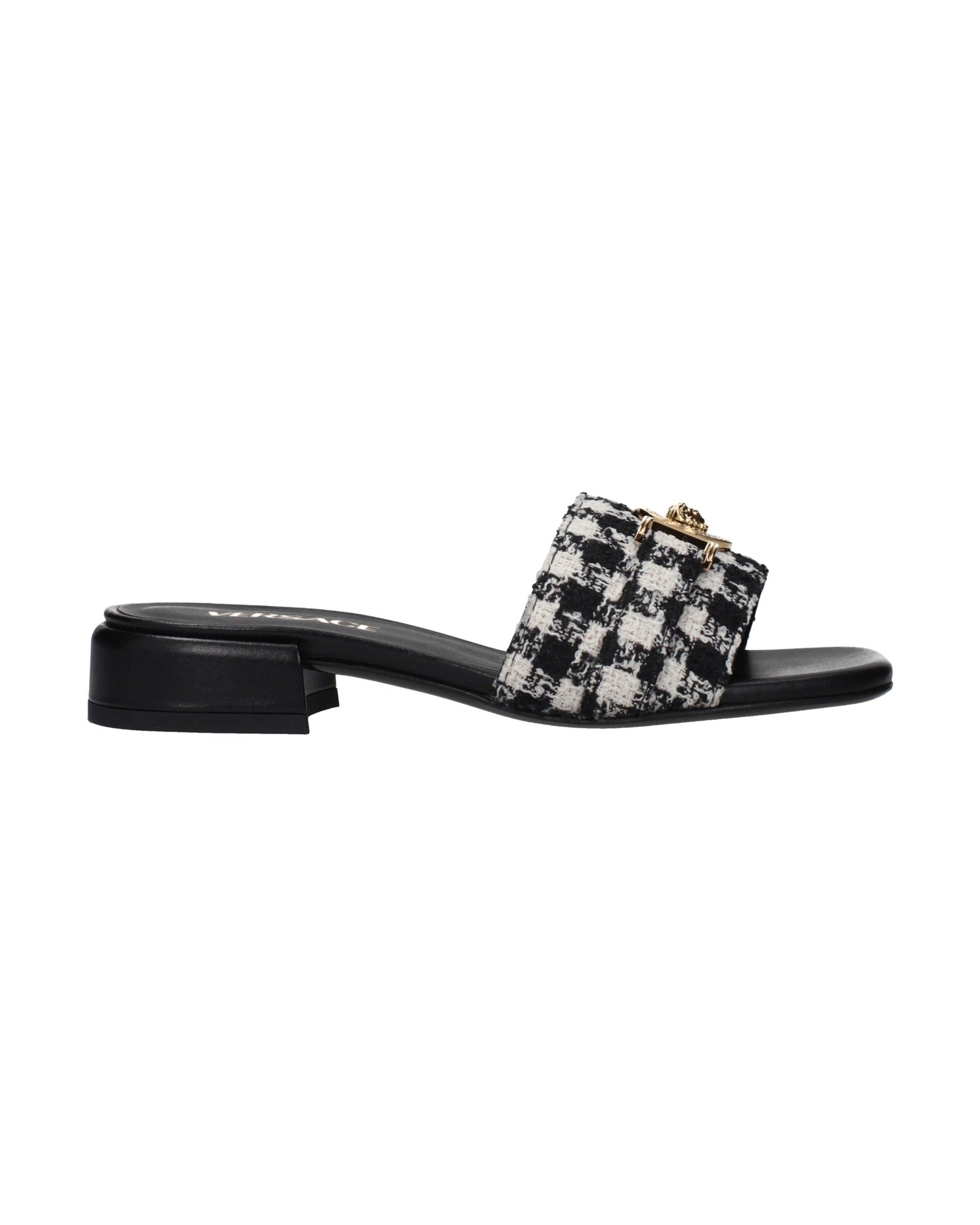 Versace Black Fabric Slippers Glam Steals