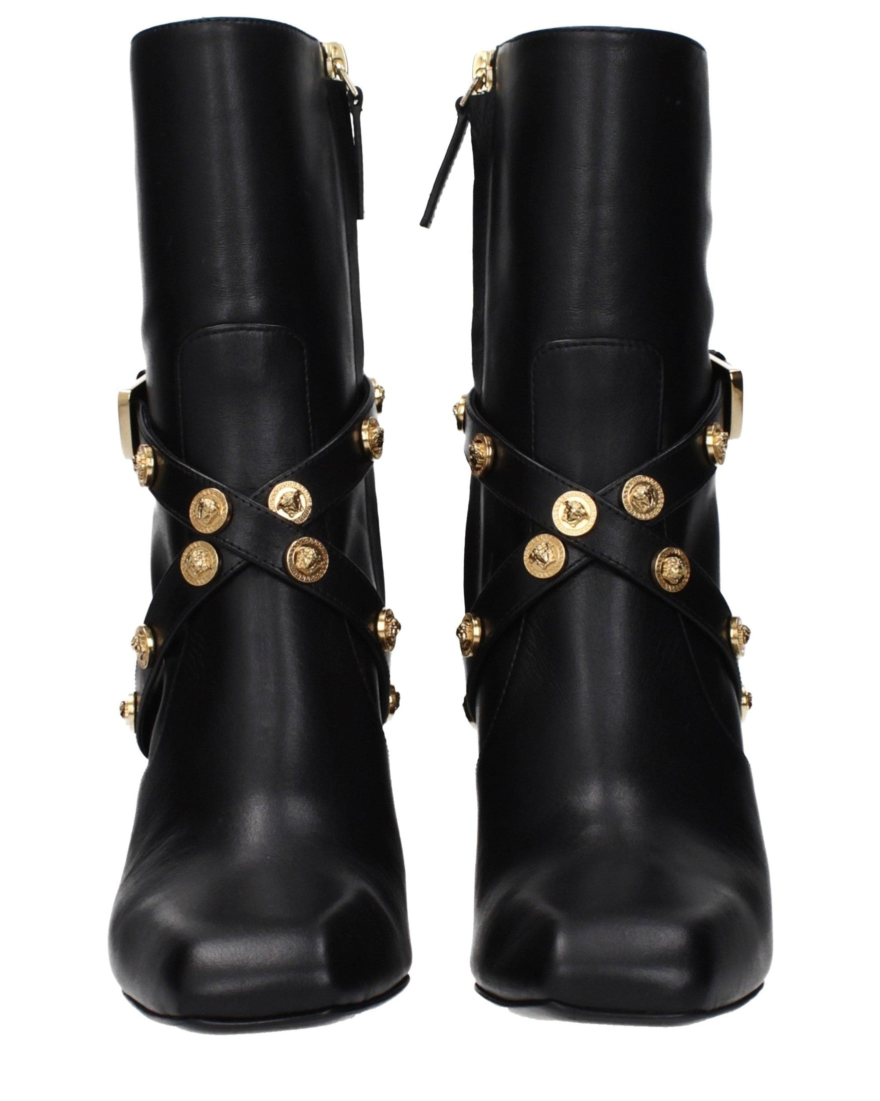 Versace Black Leather Ankle Boots Glam Steals