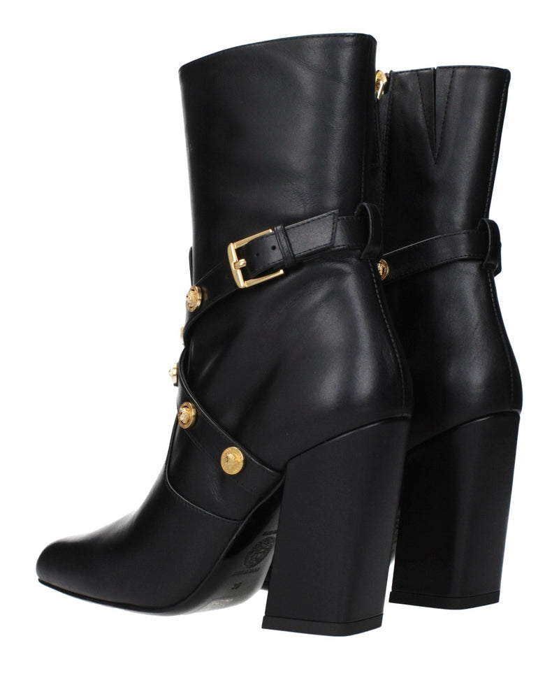 Versace Black Leather Ankle Boots Glam Steals