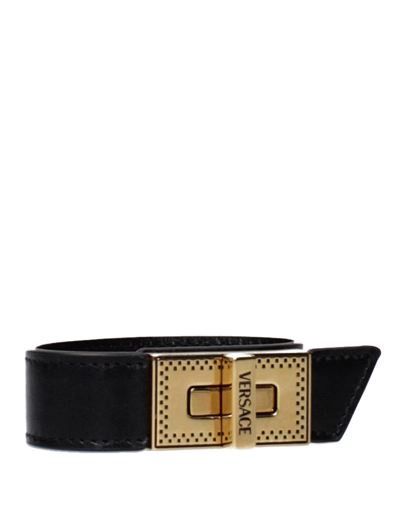 Versace Black Leather Bracelet Glam Steals