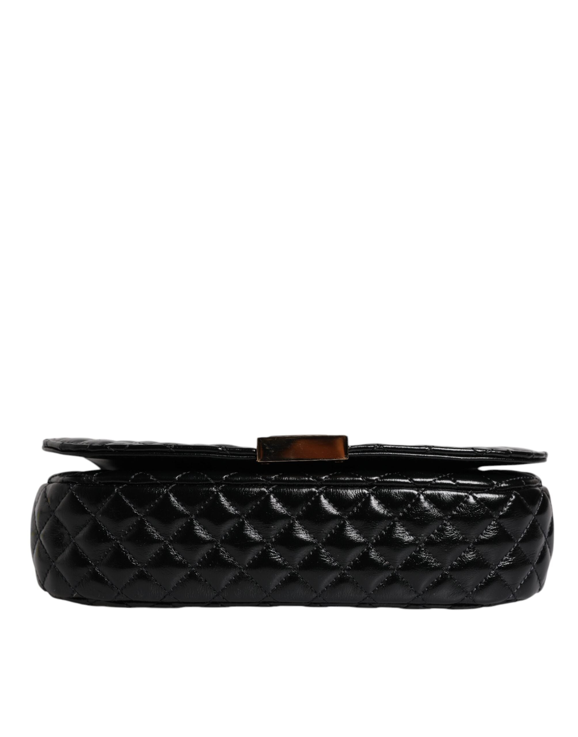 Versace Black Leather Calf Quilted Shoulder Strap Bag Glam Steals