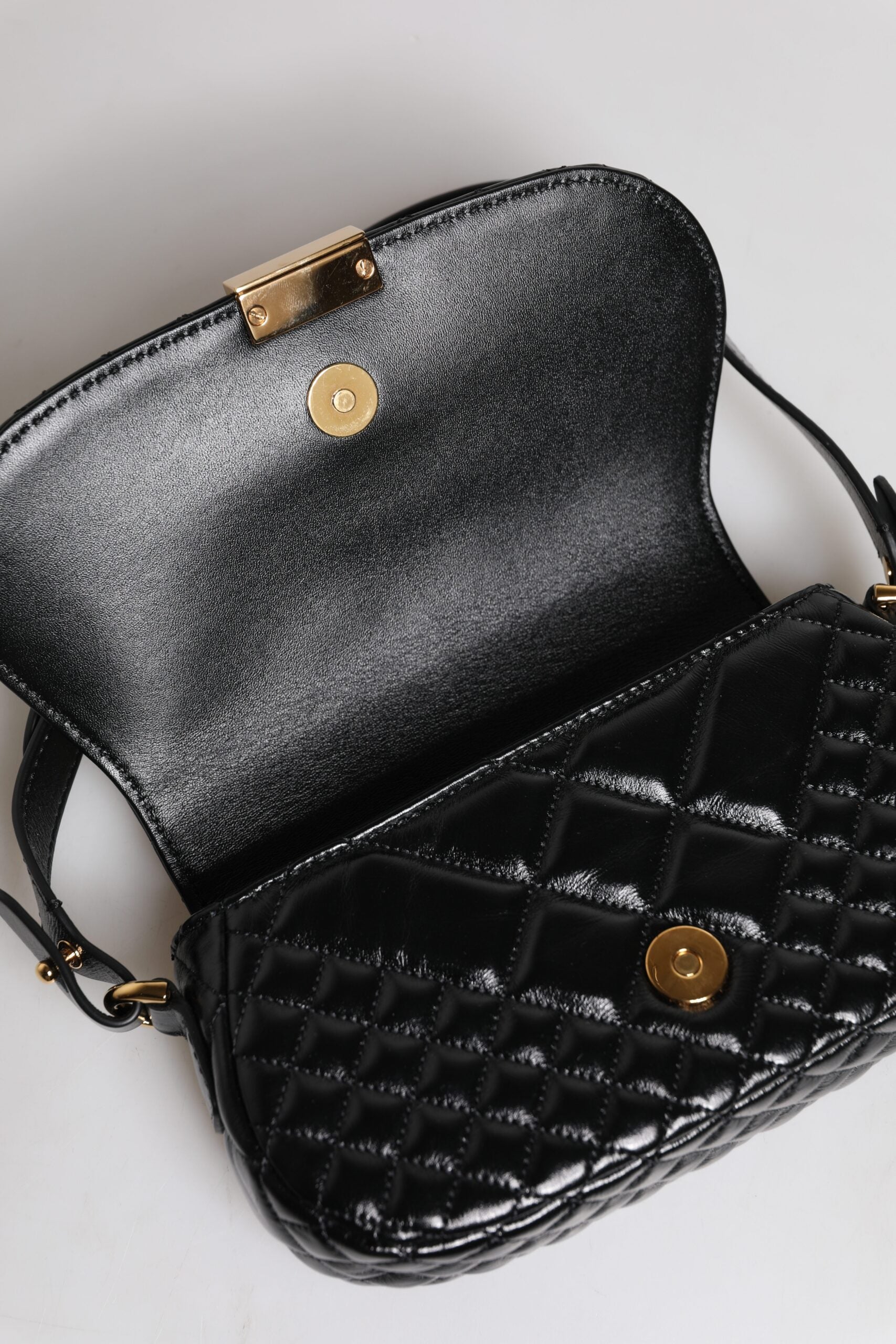Versace Black Leather Calf Quilted Shoulder Strap Bag Glam Steals