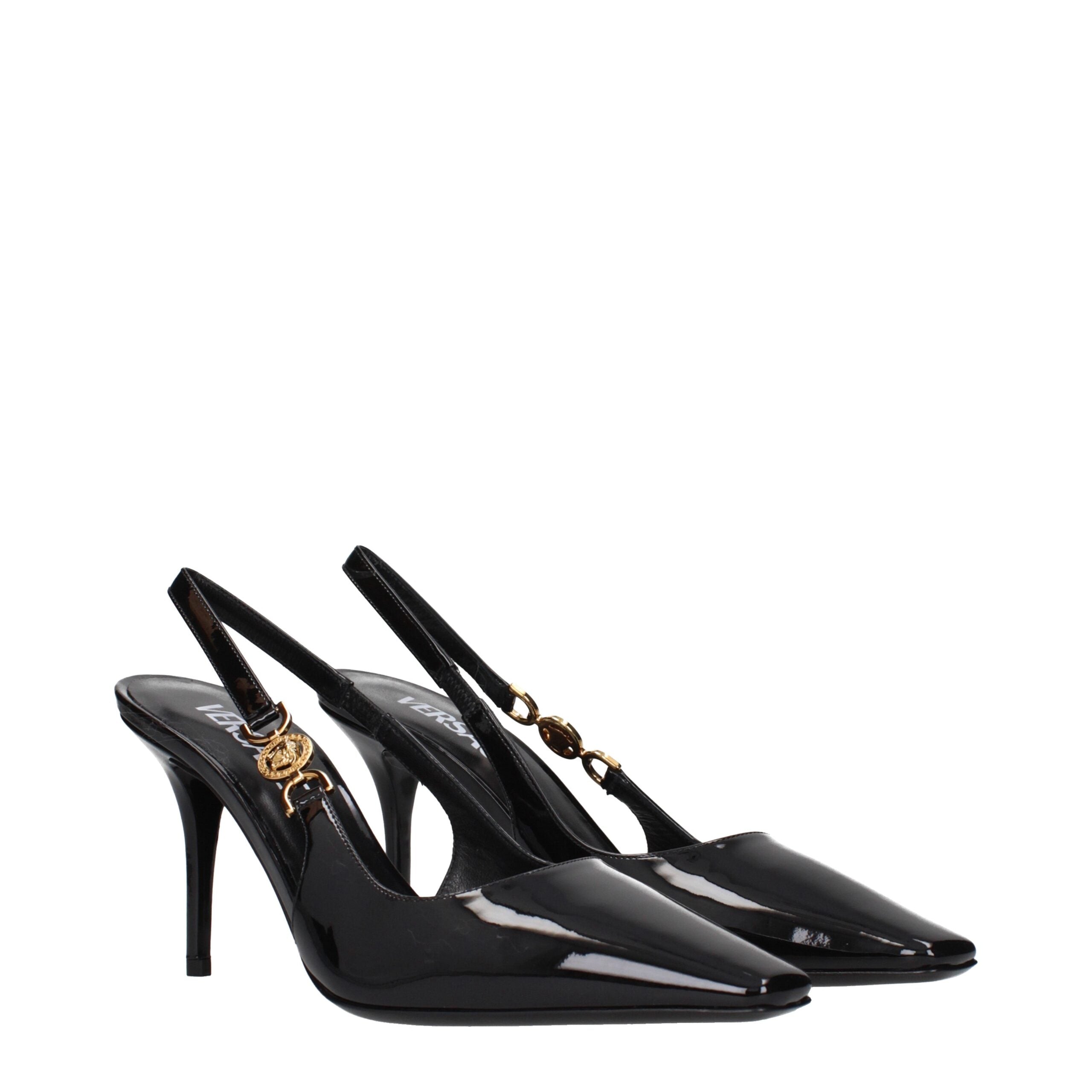 Versace Black Leather High Heel Pumps Glam Steals