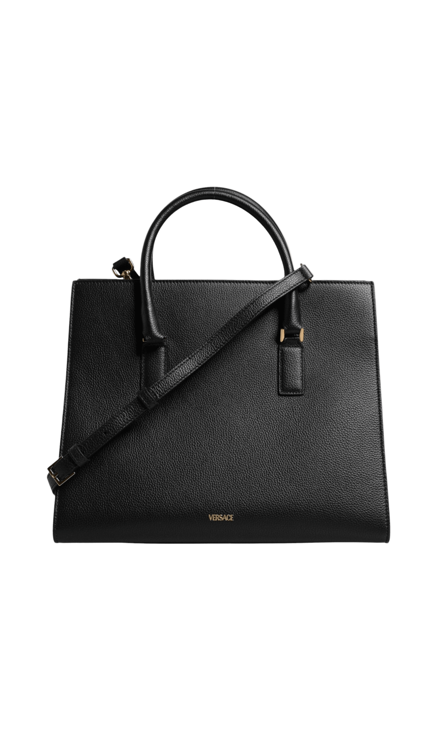 Versace Black Leather Large Top Handle Shoulder Crossbody Bag Glam Steals