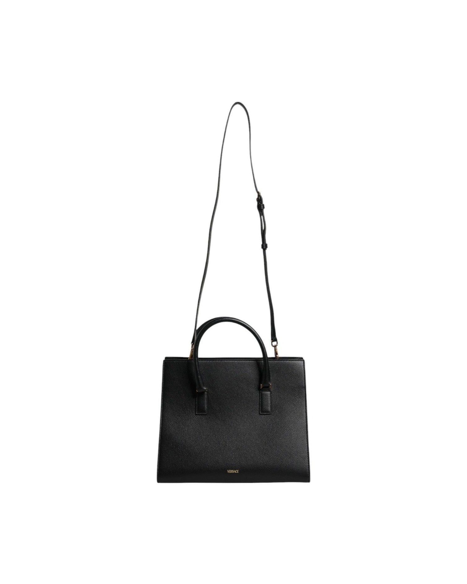 Versace Black Leather Large Top Handle Shoulder Crossbody Bag Glam Steals