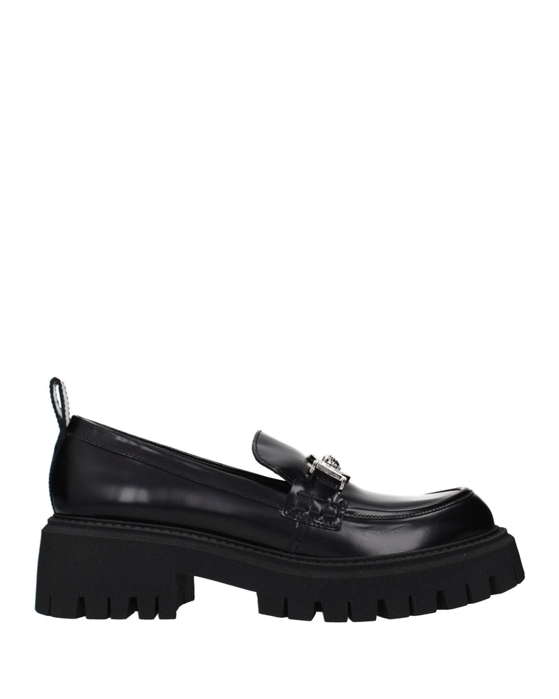 Versace Black Leather Platform Loafers Glam Steals