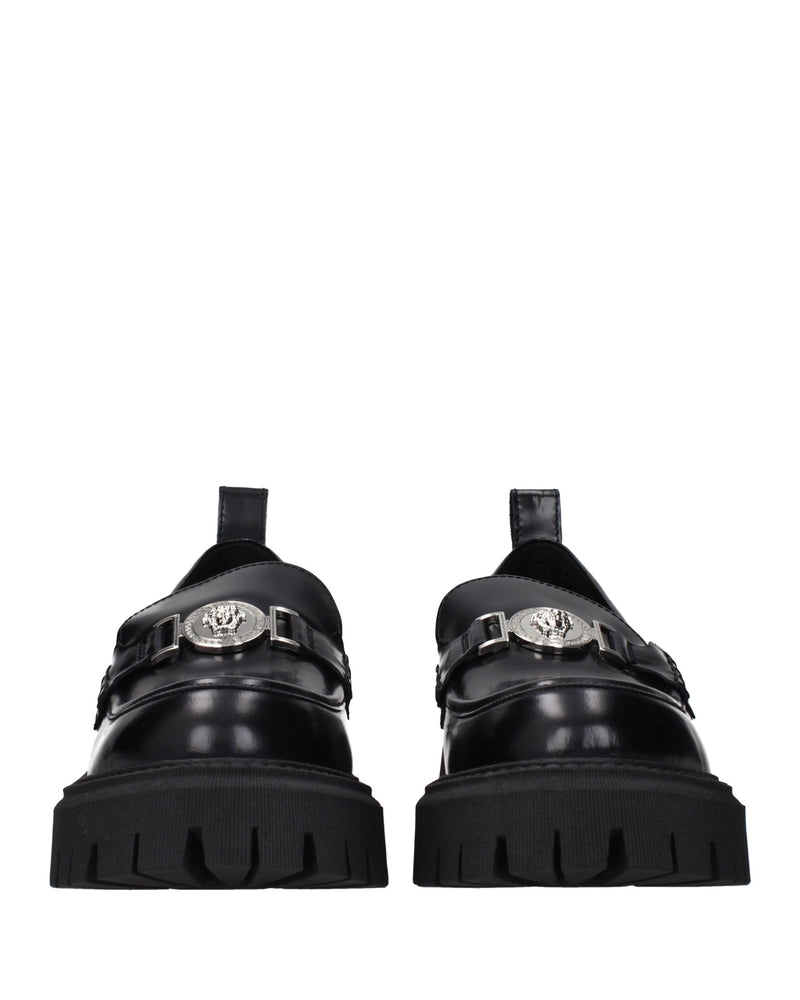 Versace Black Leather Platform Loafers Glam Steals