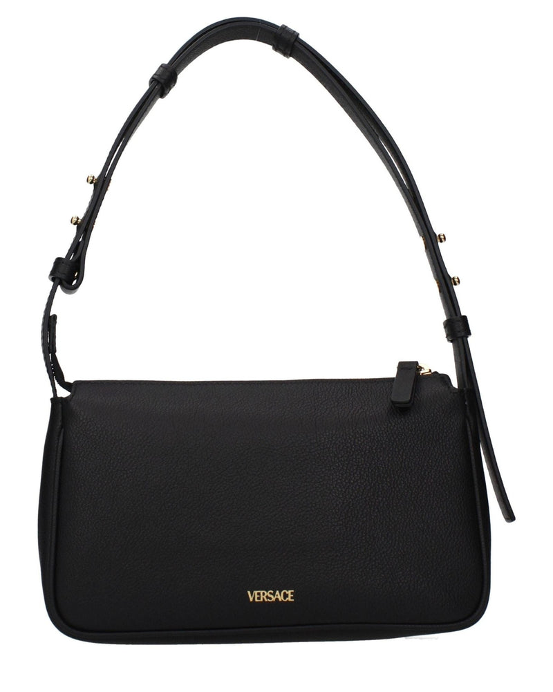 Versace Black Leather Shoulder Bag Glam Steals