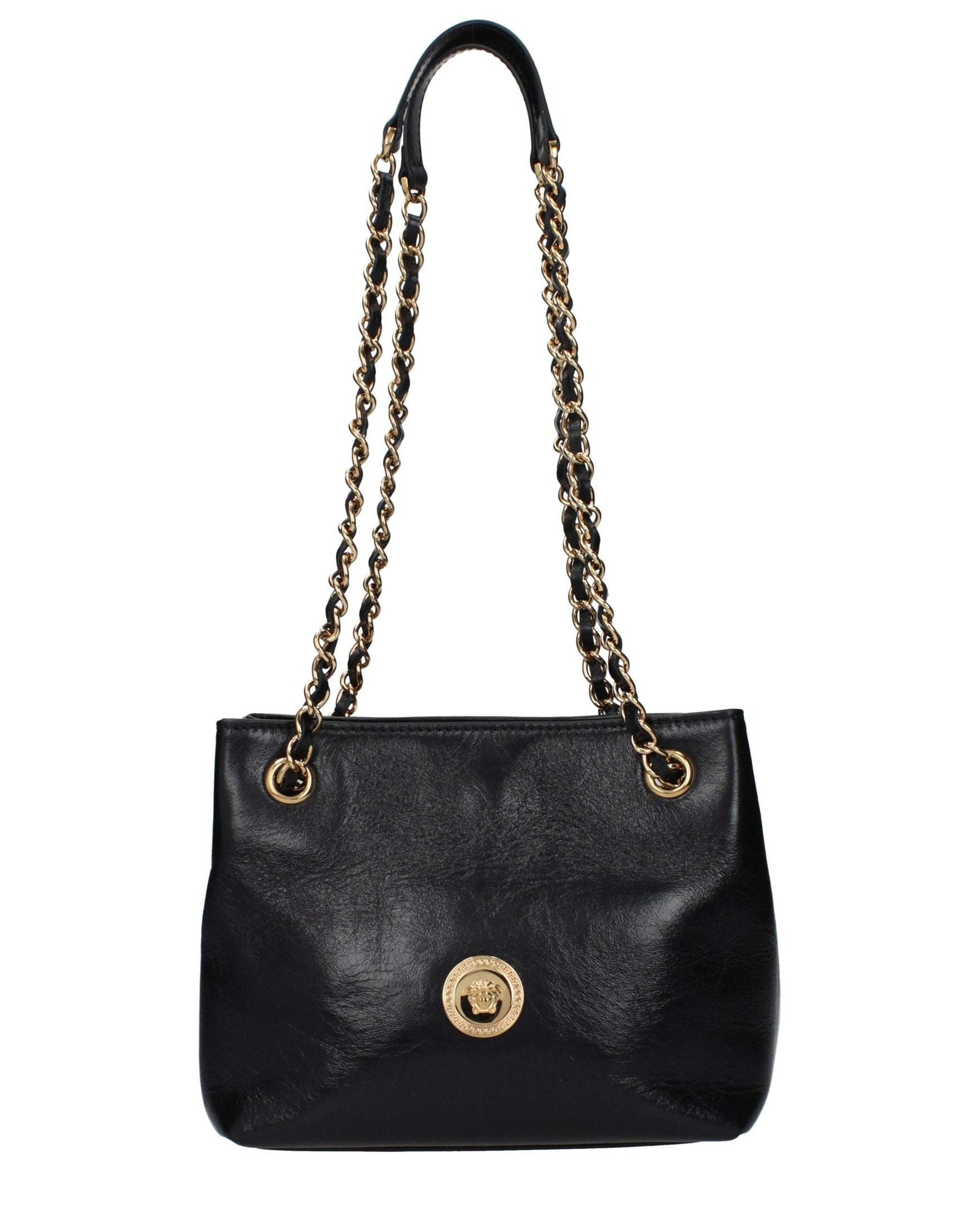 Versace Black Leather Shoulder Bag Glam Steals