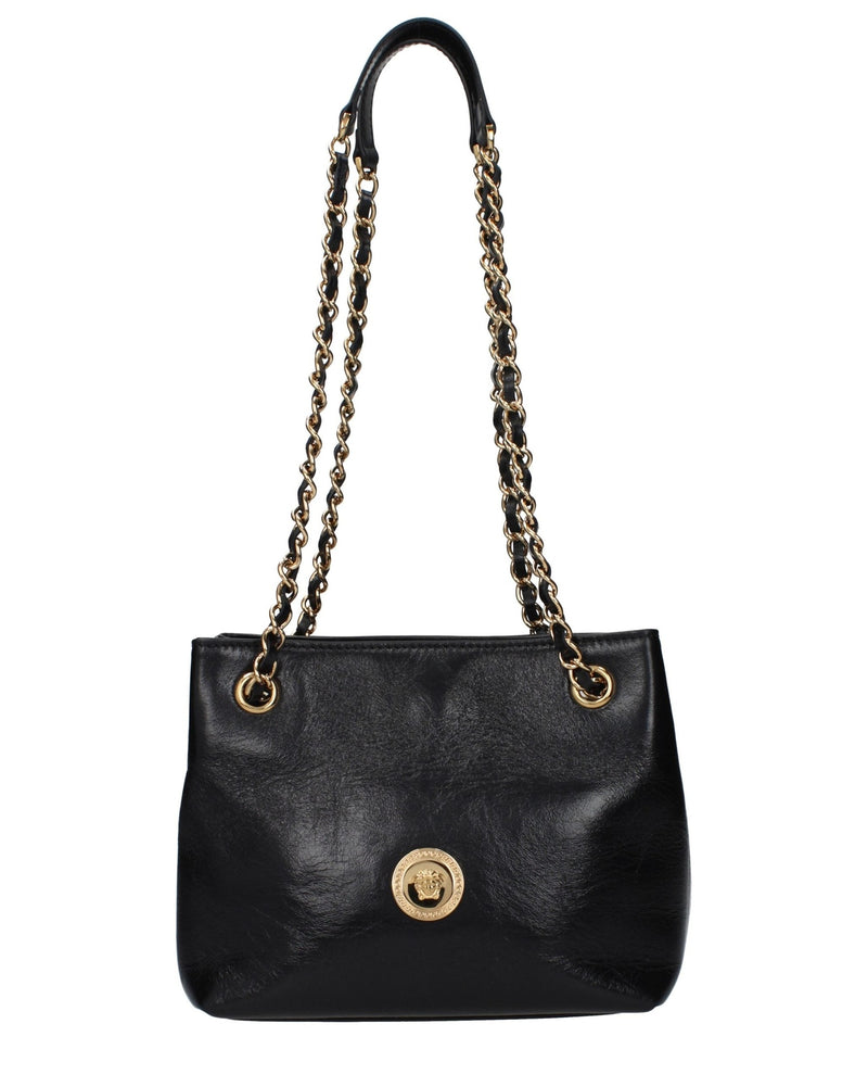 Versace Black Leather Shoulder Bag Glam Steals