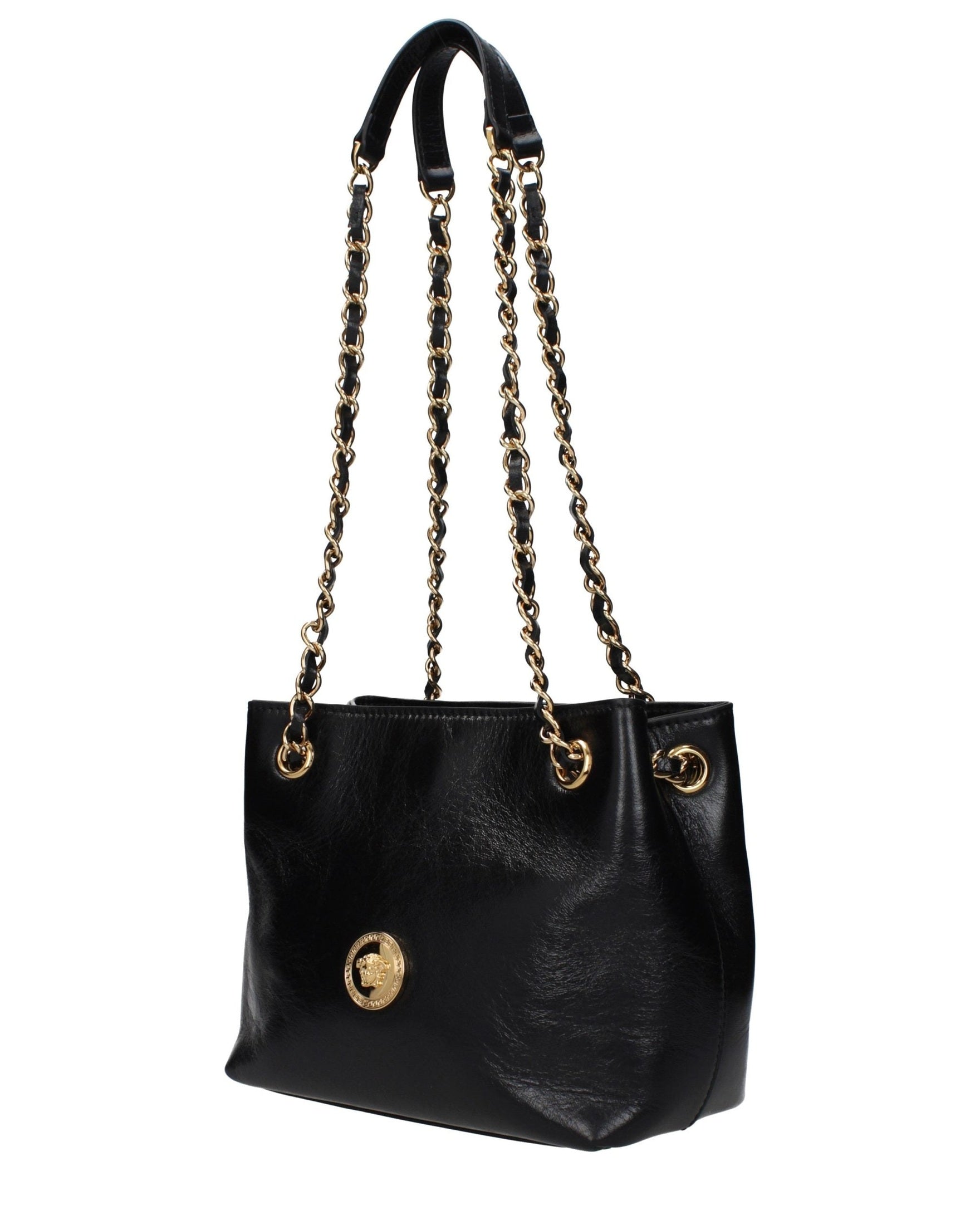 Versace Black Leather Shoulder Bag Glam Steals