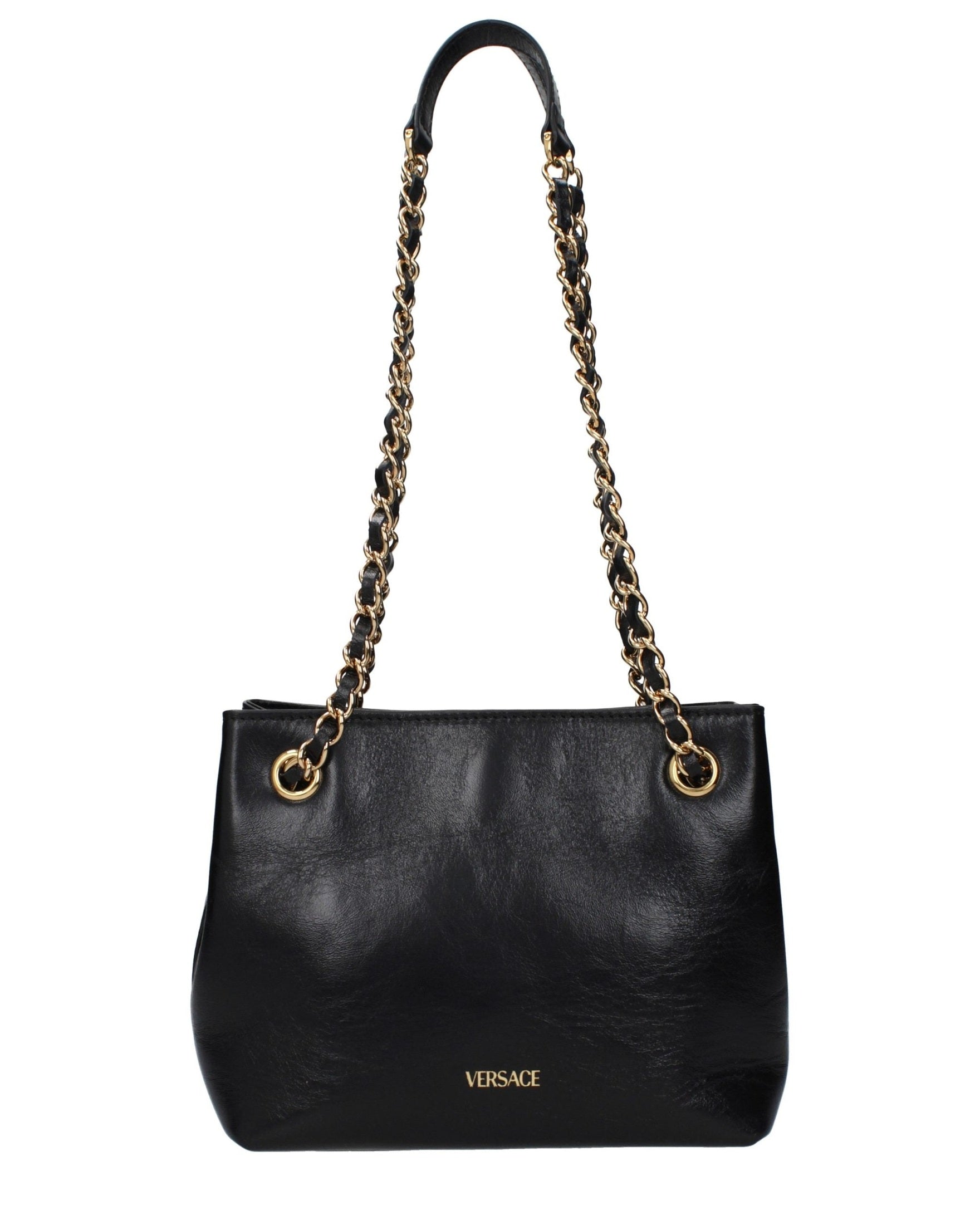 Versace Black Leather Shoulder Bag Glam Steals