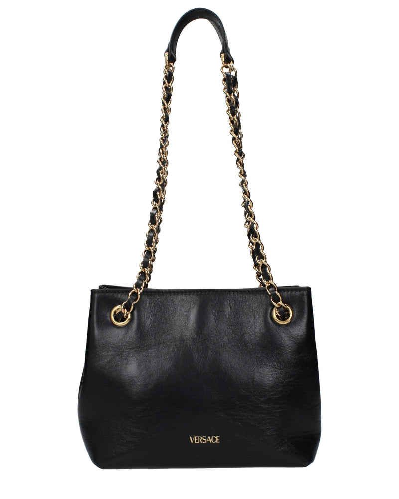 Versace Black Leather Shoulder Bag Glam Steals