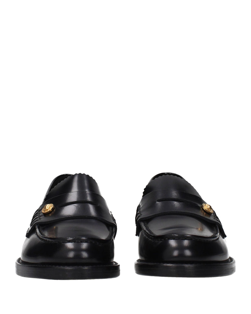 Versace Black Leather Slip On Loafers Glam Steals