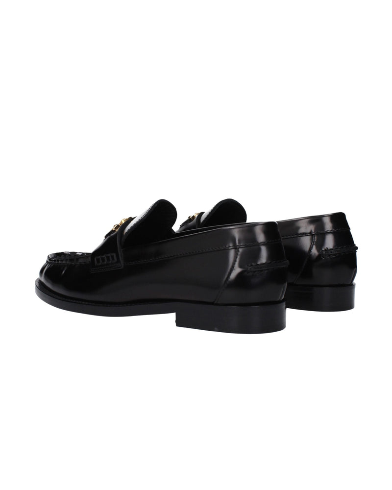 Versace Black Leather Slip On Loafers Glam Steals