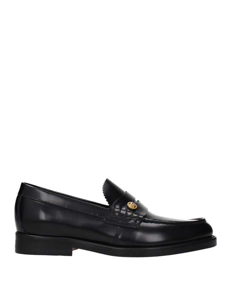 Versace Black Leather Slip On Loafers Glam Steals