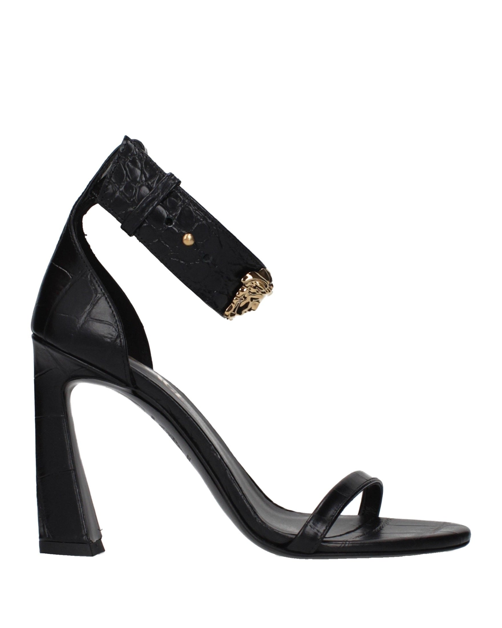 Versace Black Leather Stiletto Heel Sandals Glam Steals