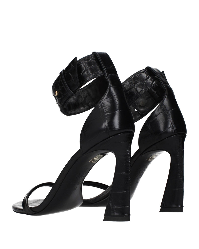 Versace Black Leather Stiletto Heel Sandals Glam Steals