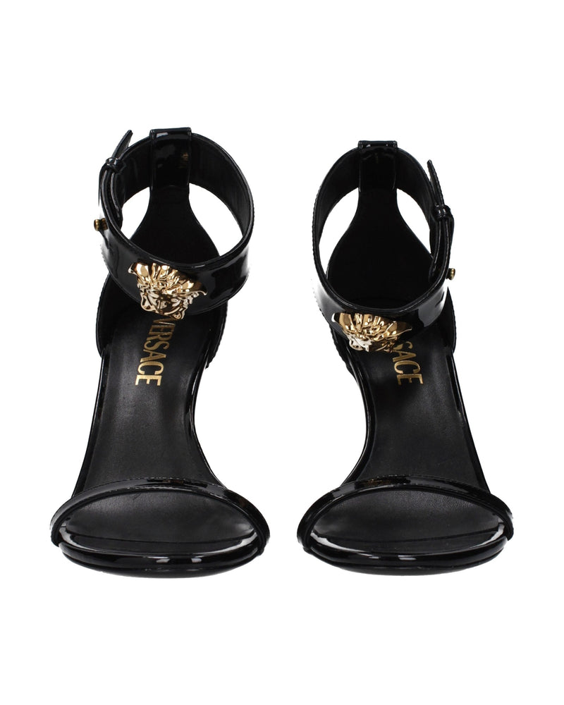 Versace Black Leather Stiletto Heel Sandals Glam Steals