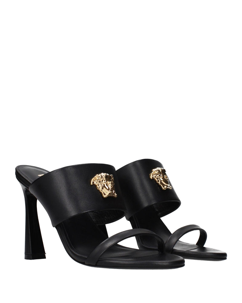 Versace Black Leather Stiletto Heel Sandals Glam Steals