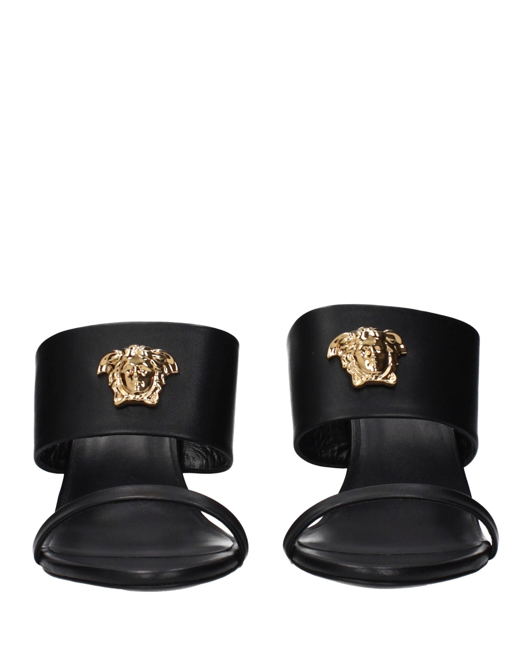 Versace Black Leather Stiletto Heel Sandals Glam Steals