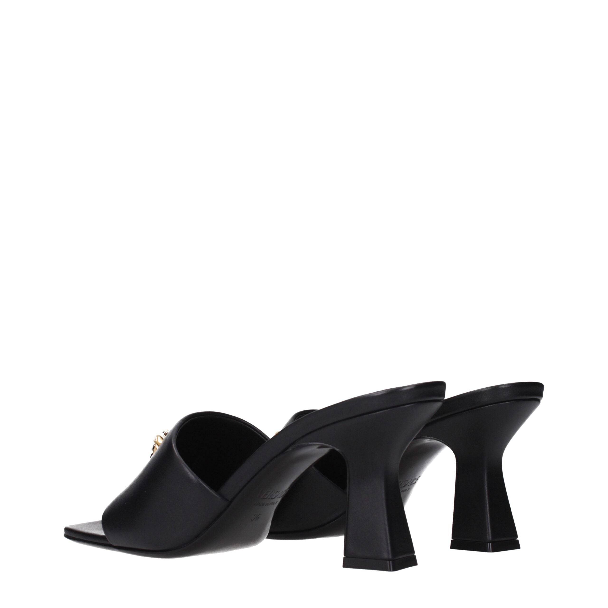Versace Black Leather Stiletto Heels Sandals Glam Steals