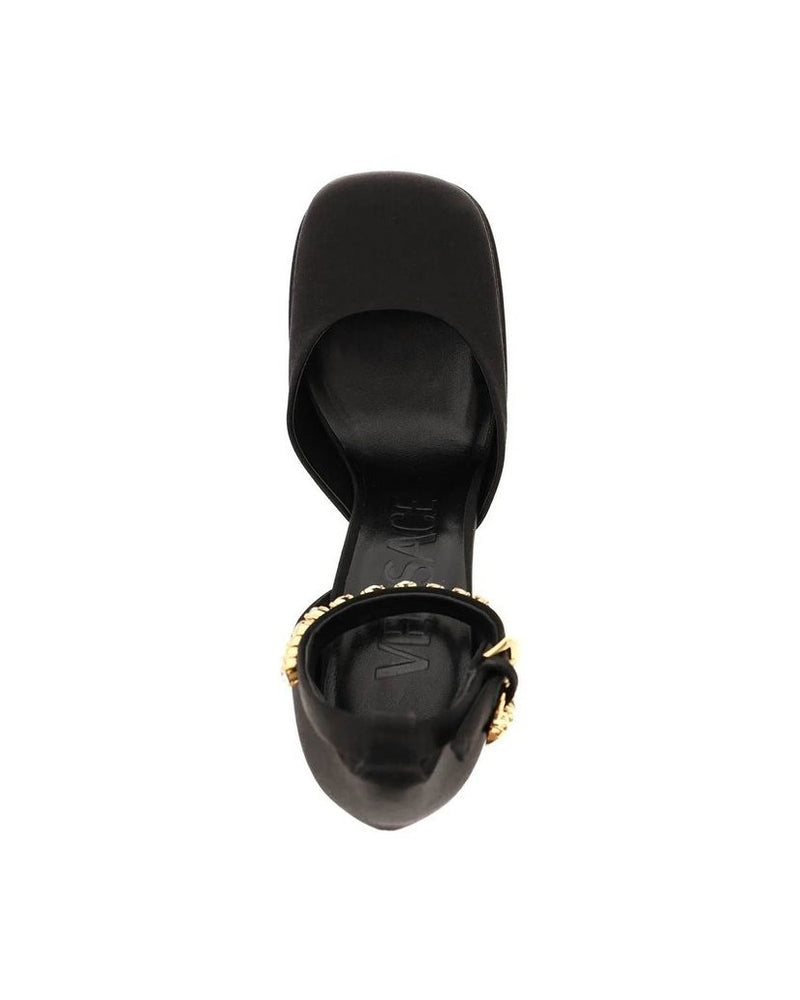 Versace Black Silk Platform Pumps Glam Steals