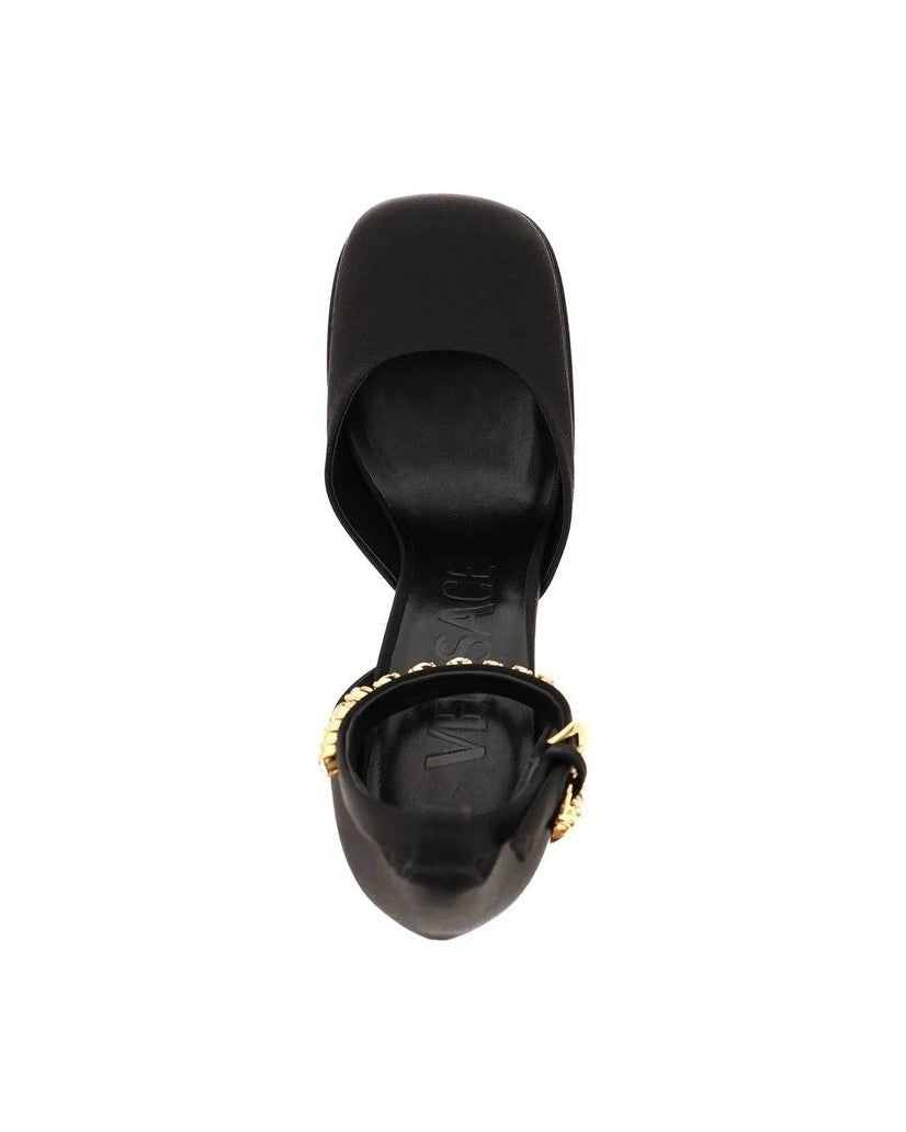 Versace Black Silk Platform Pumps Glam Steals