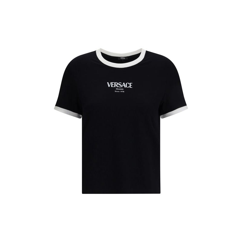 Versace Black Viscose T-shirt Glam Steals