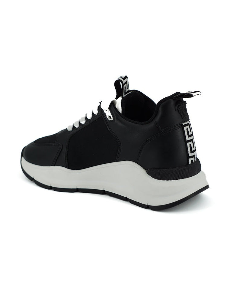 Versace Black and White Leather Calf Sneakers Glam Steals