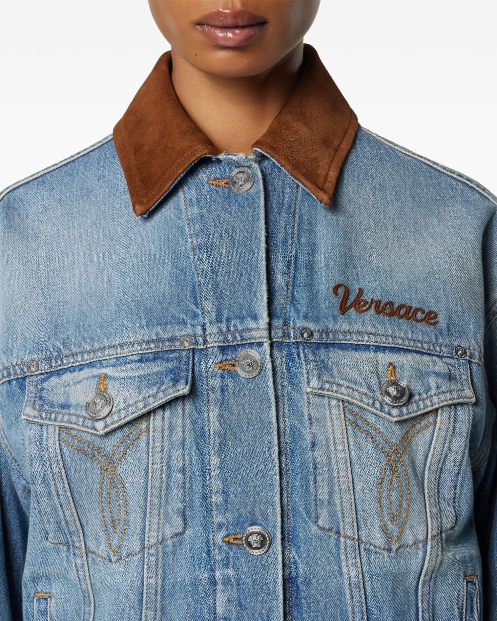Versace Blue Coat Jackets
