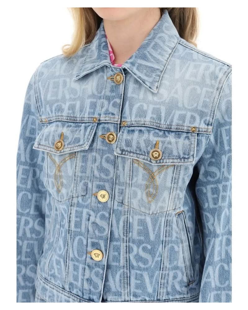 Versace Blue Cotton Denim Jacket 