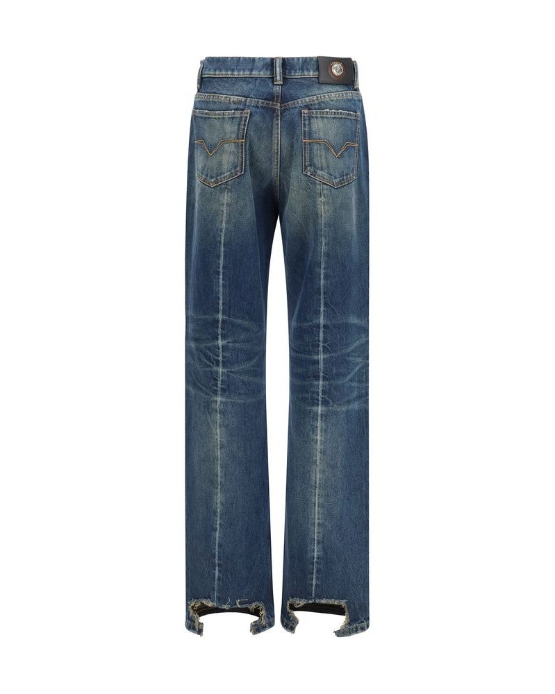 Versace Blue Cotton Straight Leg Jeans Glam Steals